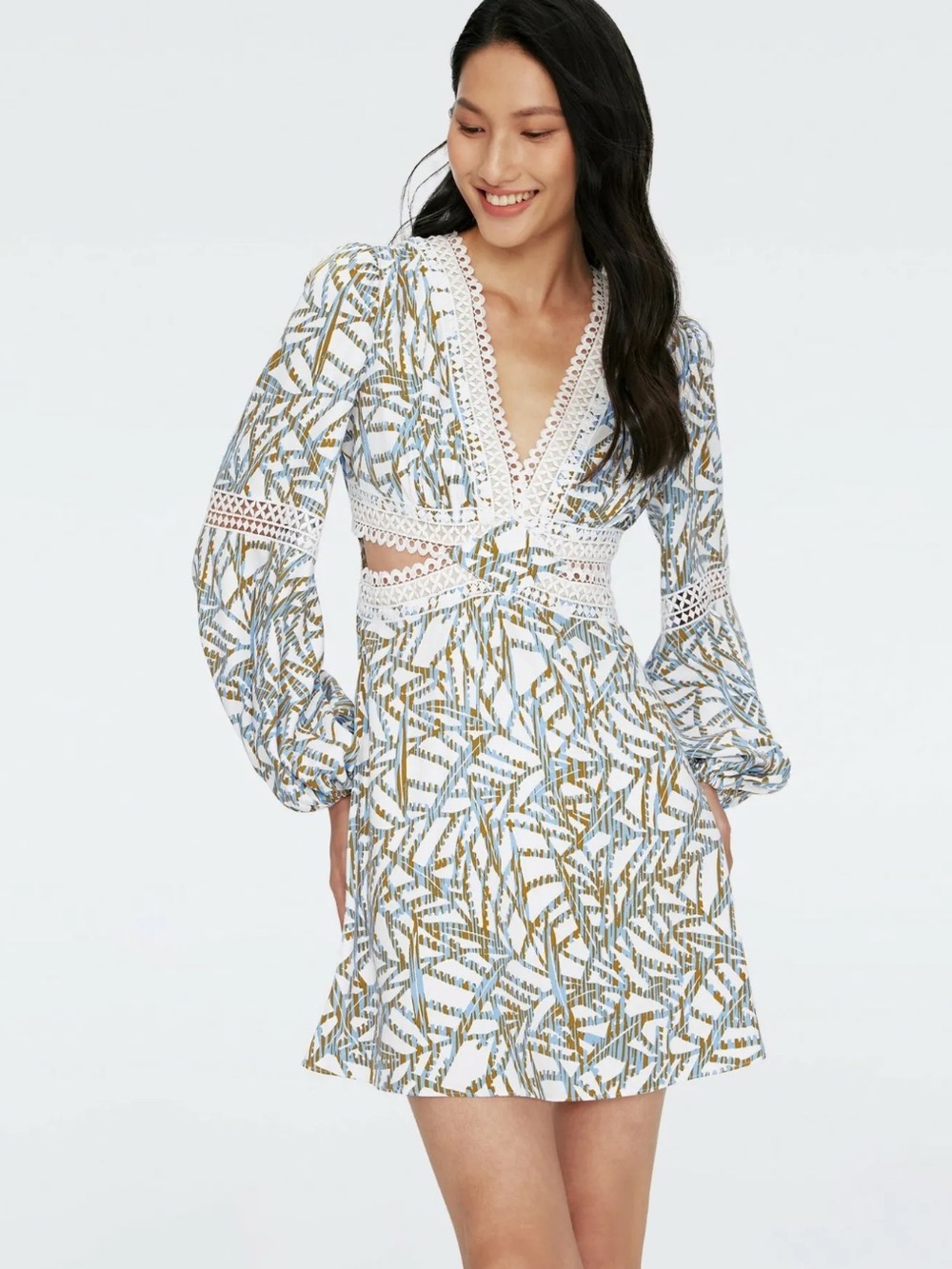 Diane Von Furstenberg Kimmie Mini Dress in Twig Forest